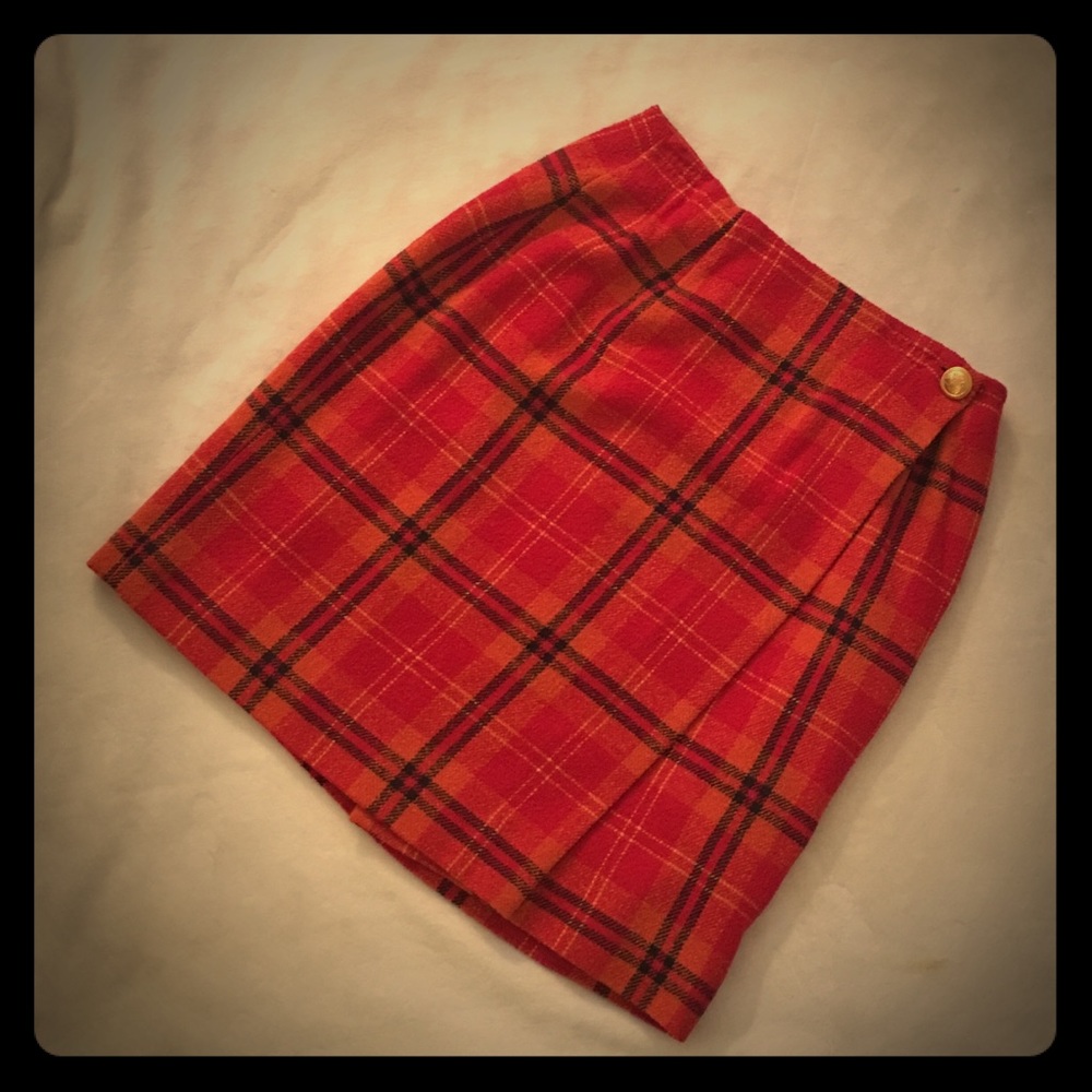Plaid Wool Skirt